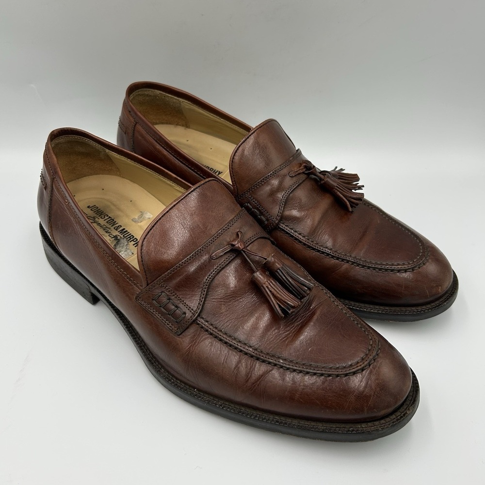Vintage Johnston Murphy Loafers 9.5M Handcrafted Burgundy Leather Kiltie Tassel